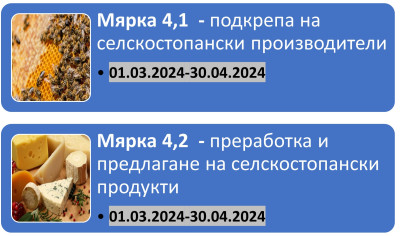МИГ "КИРКОВО-ЗЛАТОГРАД" ОТВАРЯ ЗА ПРИЕМ МЕРКИ 4.1 И 4.2 ОТ 1-ВИ МАРТ 2024