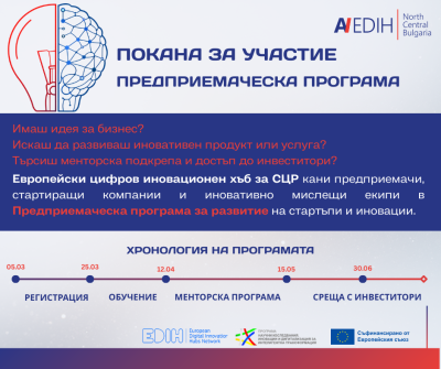 Предприемаческа програма за стартиращи компании и иновативни идеи стартира в Северен централен район